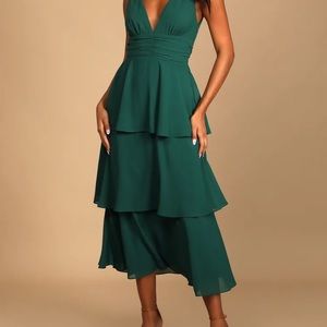Tiered Emerald Dress - Lulus
